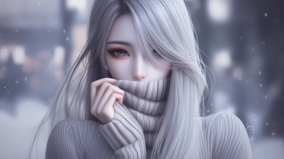 治愈甜美毛衣女孩