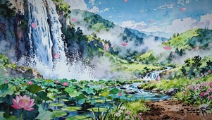 飞瀑莲池