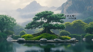 雨中松树