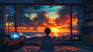 夕阳海景房间