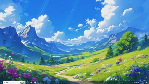 绿色清新护眼AI插画-桌面主题