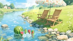 清凉夏日冰镇西瓜