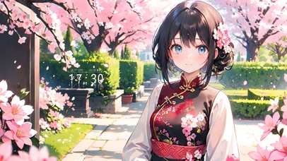 樱花后院汉服少女