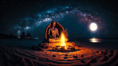 佛系 海边佛像 4K