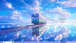 动漫风景主题 水上列车