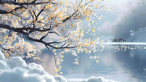 冬天雪景梅花