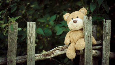 护栏上的布娃娃