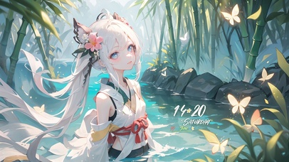 唯美溪边古风少女