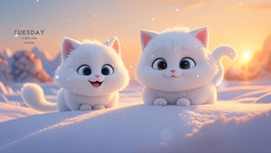 萌宠雪地猫咪