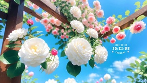 4k栏杆蔷薇花