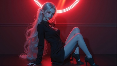 霓虹灯下的时尚女神