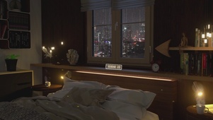 温馨的房间 窗外暴风雨
