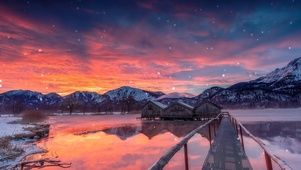 夕阳雪景