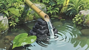 护眼治愈系竹筒流水景观