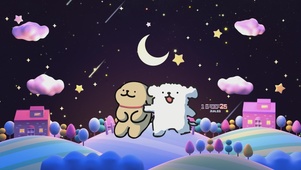 线条小狗看星空