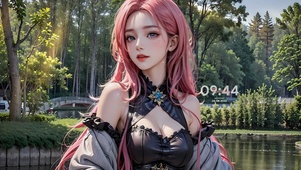 清纯粉发美女