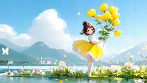 蓝天下的小女孩