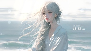 海边清纯美女