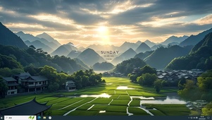 绿色乡村清晨鸟鸣