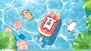 线条小狗西瓜冰淇淋主题