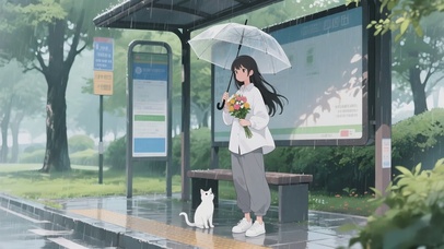 雨天站台-少女的心事