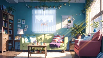 4K唯美治愈午后阳光动漫房间