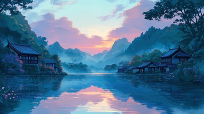 朝阳升起前的水乡