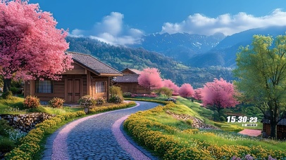 护眼樱花村庄小道