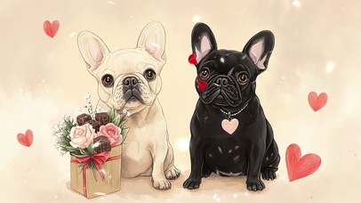 庆祝情人节的小法斗