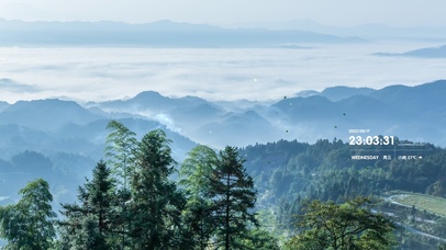4K 烟雾缭绕的山顶云海
