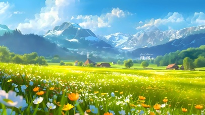 蓝天草原鲜花