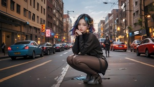 黑丝蹲