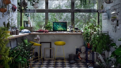 4K唯美治愈安静の森林工作房间