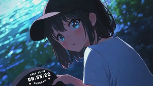 湖边少女