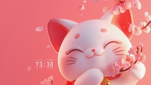 可爱桃花招财猫