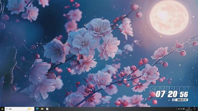 夜景雪梅树枝桌面主题