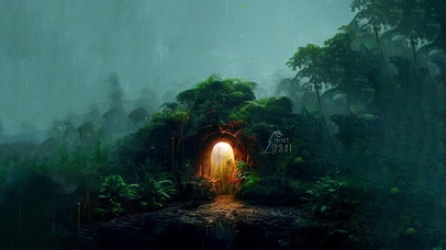 4k 治愈胡护眼雨天绿林山洞