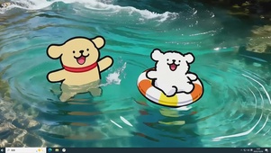 线条小狗水中嬉戏