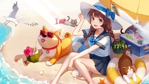 4K夏日沙滩美少女