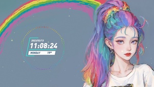高马尾彩色女孩