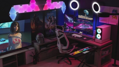 4K赛博朋克霓虹电脑房间