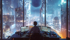窗外的科幻大都市
