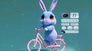 蓝色兔骑单车