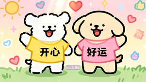 线条小狗 开心好运