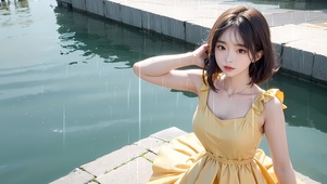 雨中的她