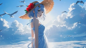 海边草帽少女