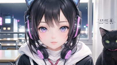 可爱电脑前女孩