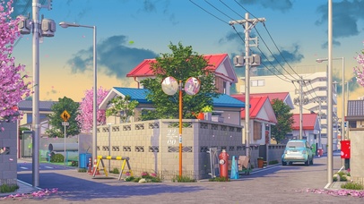 4K唯美治愈日系樱花动漫街道