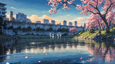 4K唯美樱花河岸