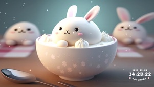 治愈的胖奶油汤圆兔